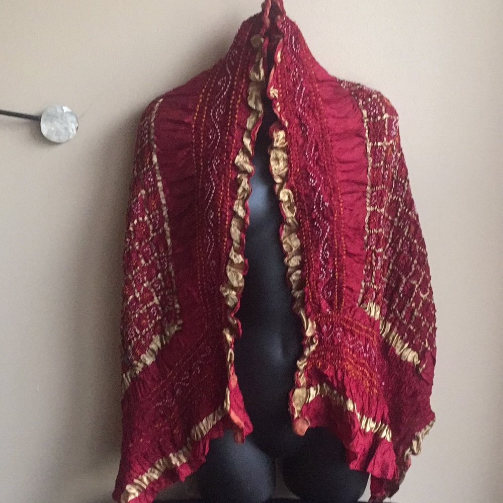 Beautiful crushed silk handcrafted scarf .